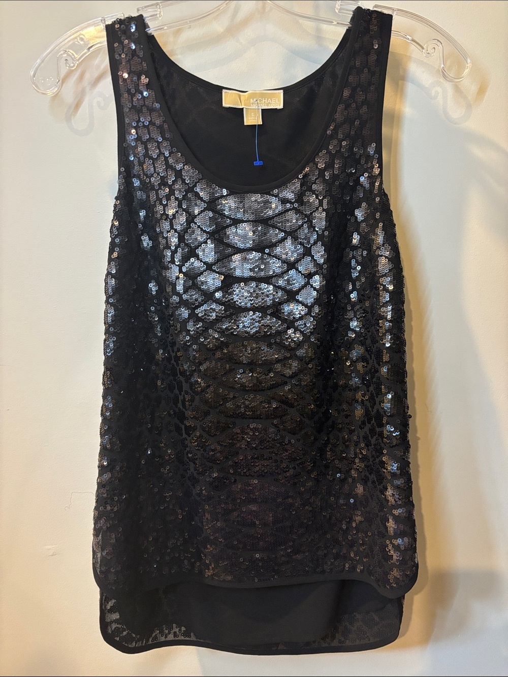 Michael Kors Black Sequin Scoop Neck Camisole
